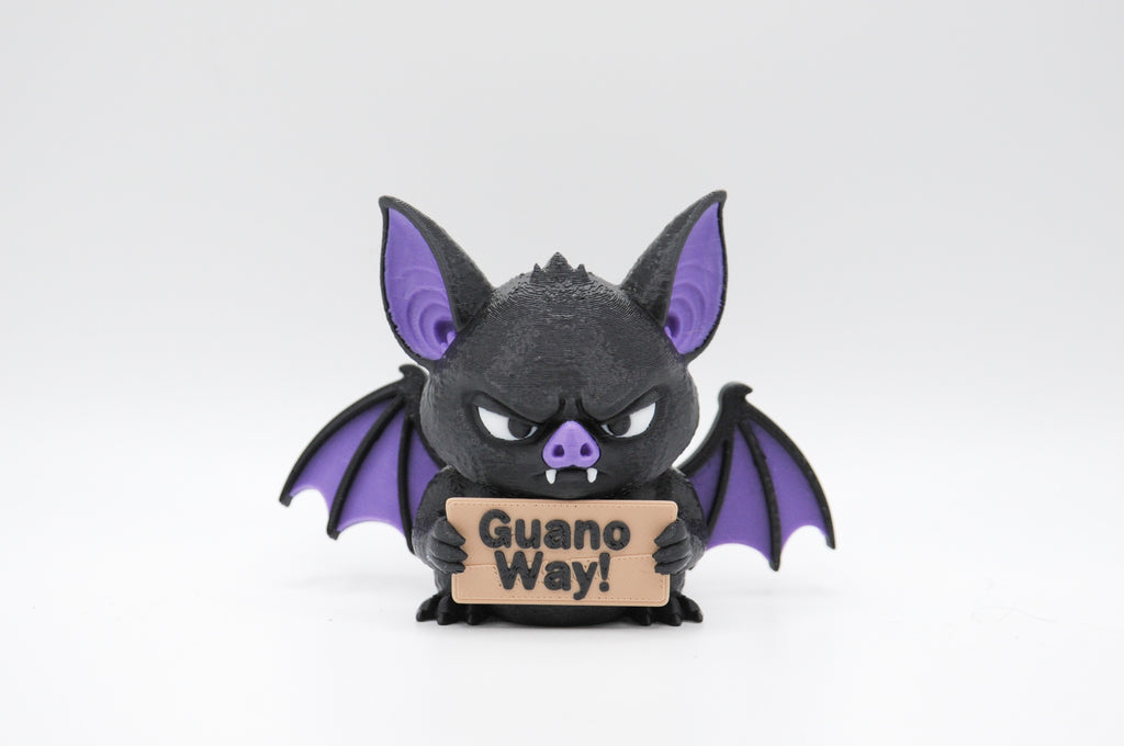 Bat holding a Guano Way sign