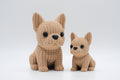 Tan knitted-style chihuahua figures in large and small sizes