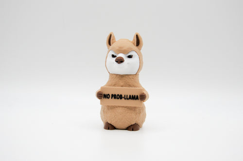 Llama holding a No Prob-Llama sign